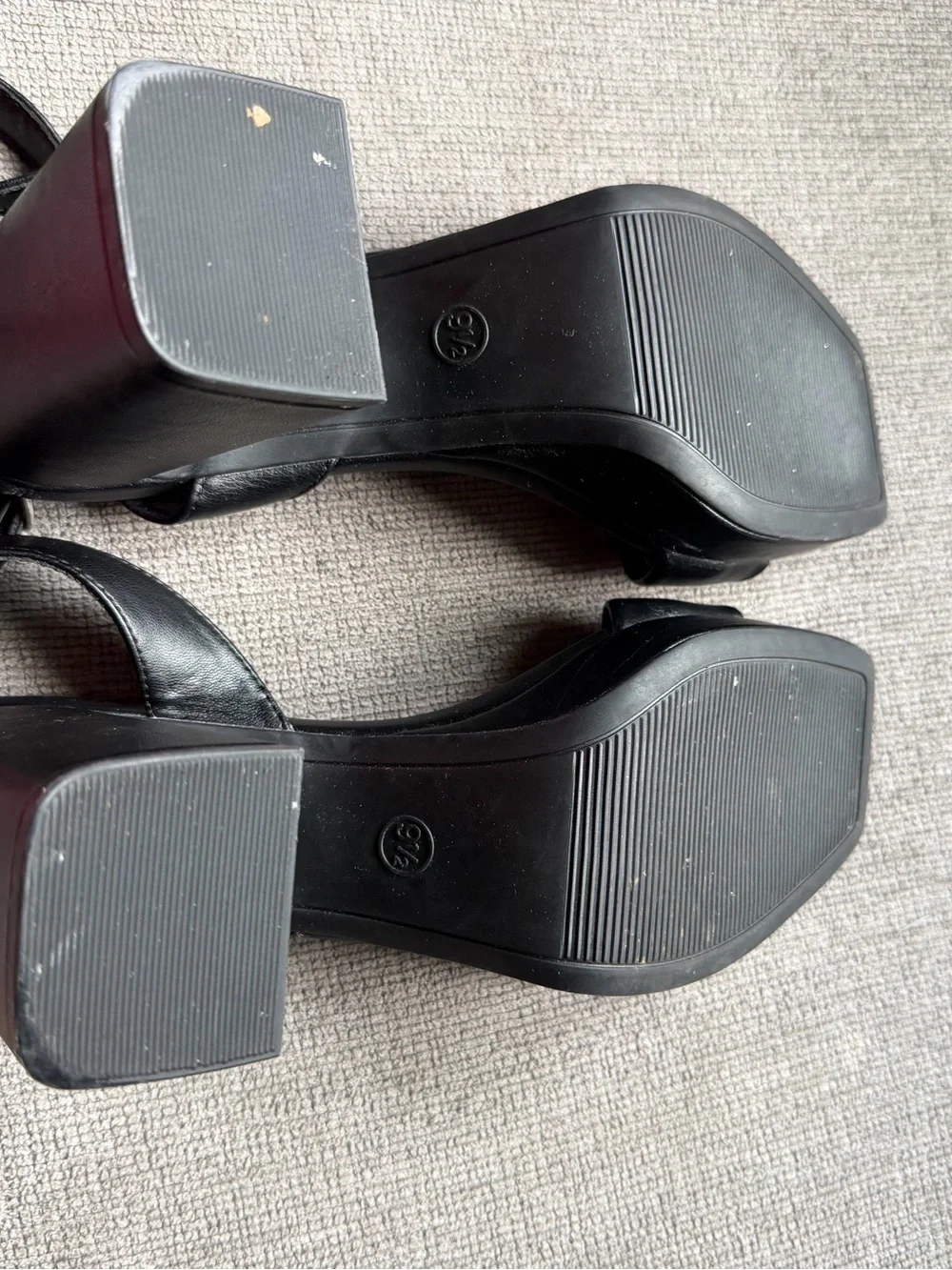 Black Platform Ankle-Strap High Heel Sandals - Women size 9.5
